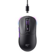 Havit - Vezeték nélküli gamer egér (MS969WB) - 1000 - 16000 DPI, LED világítás, 150mAh, 1,6m, 5V - Fekete / Lila