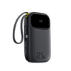 Baseus EnerFill FC31 10000mAh 22.5W Powerbank with Digital Display and 2 Built-in Cables (USB-C + Lightning) - Black - 0. kép