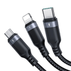 Joyroom Multi-Use Series S-A18 3 az 1-ben USB-A - Lightning / USB-C / micro USB kábel 0,3m - fekete - 1. kép