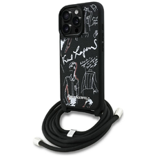  iPhone 16 Pro Max fekete Karl Lagerfeld Crossbody Grained Pattern & Logo tok
