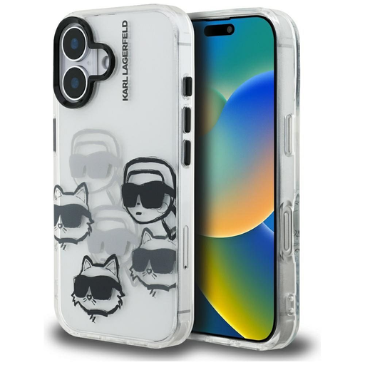 iPhone 16 Átlátszó Karl Lagerfeld IML Multi K&C Head Mintázat tok iPhone 16 Átlátszó Karl Lagerfeld IML Multi K&C Head Mintázat tok