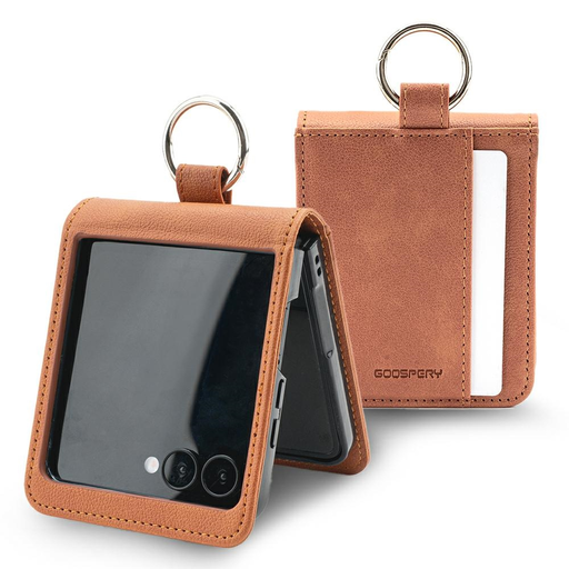 Mercury Basic fliptok Samsung Galaxy Z Flip7-hez Világosbarna tok Mercury Basic fliptok Samsung Galaxy Z Flip7-hez Világosbarna tok