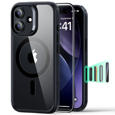  iPhone 17 Átlátszó/Fekete Esr Classic Hybrid Magsafe & Edzett üveg tok