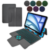 Techsuit - KeyTab Pro + Képernyővédő (RGB Vezeték nélküli Billentyűzettel/ Stylus Toll Tartóval) - iPad Air 11 2024/2025 - Fekete tok - 1. kép