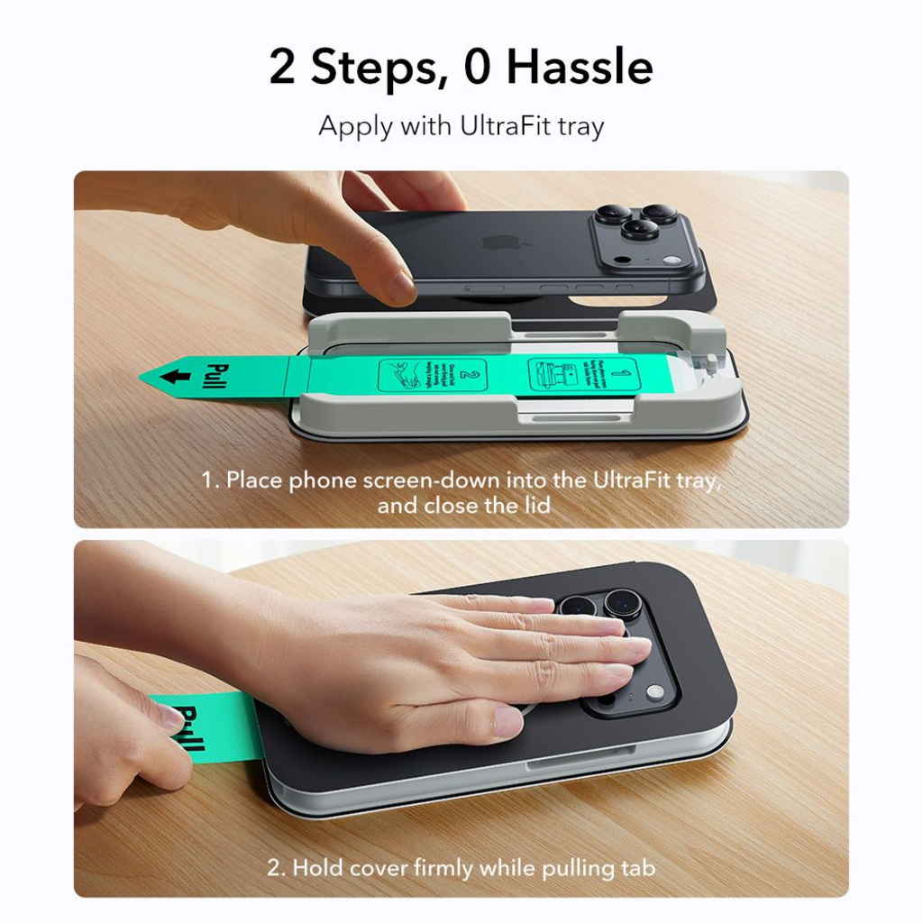  iPhone 17 Pro Átlátszó ESR Ultrafit Edzett Üvegfólia 2-csomag - 8