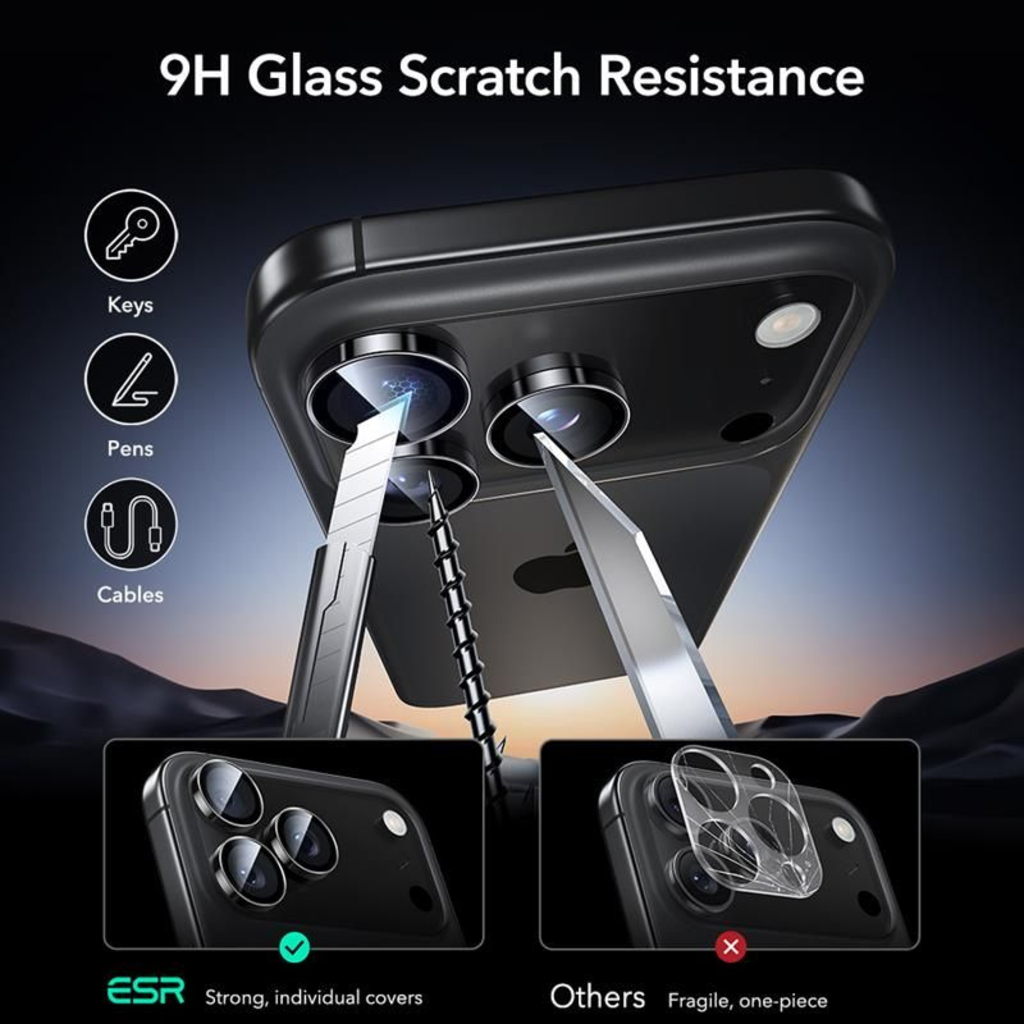  Apple iPhone 14 Pro / Pro Max / 15 Pro / Pro Max / 16 Pro / Pro Max / 17 Pro / Pro Max Fekete ESR Armorite Kamera Védő üvegfólia - 7