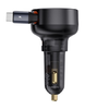 CHG Baseus Enjoyment Pro autós gyorstöltő 60W, USB Type-A + USB Type-C automata behúzós kábel, fekete - 1. kép