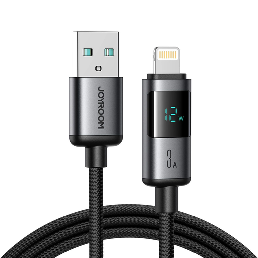 Joyroom S-A16 Pro Prism Series 3A USB-A - Lightning Kábel Kijelzővel 1.2m - Fekete