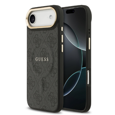  iPhone 17 Air Fekete Guess PU Leather 4G Gold Frame MagSafe tok