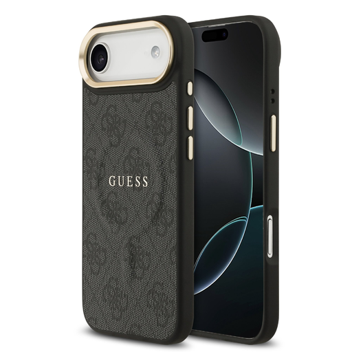 iPhone 17 Air Fekete Guess PU Leather 4G Gold Frame MagSafe tok iPhone 17 Air Fekete Guess PU Leather 4G Gold Frame MagSafe tok