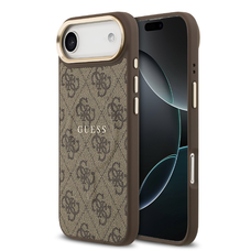  iPhone 17 Air Barna Guess PU Bőr 4G Arany Keretes MagSafe Tok