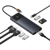 Baseus Metal Gleam II 10v1 HDMI USB-A USB-C RJ45 SD/TF Hub - Sivá - 3. kép