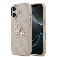  iPhone 17 Pink Guess PU Leather 4G Metal Logo Gold Frame tok