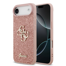  iPhone 17 Air Pink Guess PU Fixed Glitter 4G Metal Logo tok