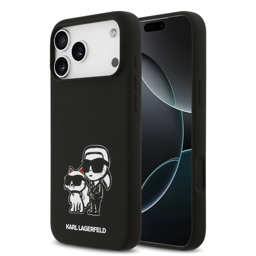iPhone 17 Pro Max fekete Karl Lagerfeld Liquid Silicone K&CH Sketch MagSafe tok iPhone 17 Pro Max fekete Karl Lagerfeld Liquid Silicone K&CH Sketch MagSafe tok