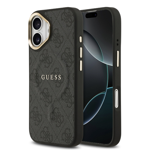 iPhone 17 Fekete Guess PU bőr 4G aranykeretes MagSafe tok iPhone 17 Fekete Guess PU bőr 4G aranykeretes MagSafe tok