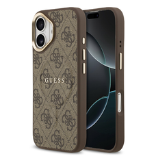  iPhone 17 Barna Guess PU Leather 4G Gold Frame MagSafe tok