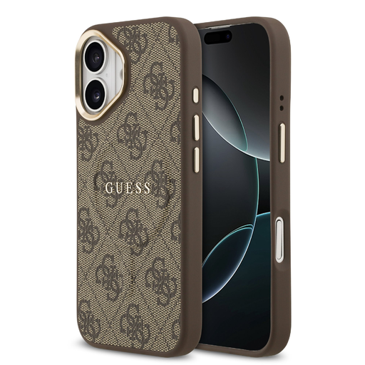 iPhone 17 Barna Guess PU Leather 4G Gold Frame MagSafe tok iPhone 17 Barna Guess PU Leather 4G Gold Frame MagSafe tok