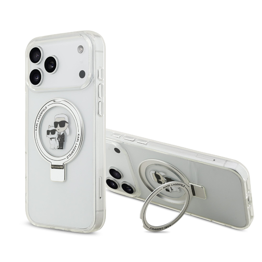 iPhone 17 Pro Max Fehér Karl Lagerfeld Ringstand Karl és Choupette MagSafe tok iPhone 17 Pro Max Fehér Karl Lagerfeld Ringstand Karl és Choupette MagSafe tok