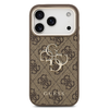  iPhone 17 Pro Max Barna Guess PU Leather 4G Fém Logó Arany Keret Tok - 1. kép