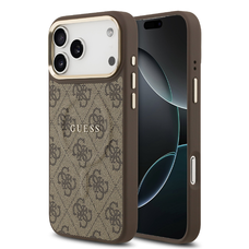  iPhone 17 Pro Max Barna Guess PU Bőr 4G Arany Keret MagSafe tok