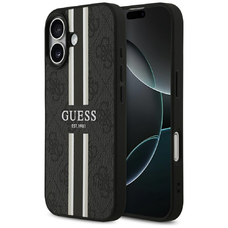 iPhone 17 fekete Guess 4G Printed Stripes MagSafe tok