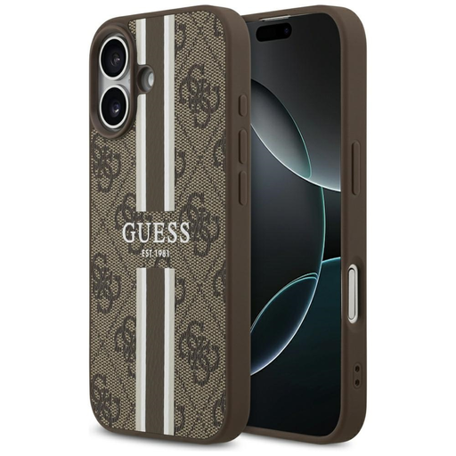 Apple iPhone 17 Barna Guess 4G Nyomott Csíkos MagSafe tok Apple iPhone 17 Barna Guess 4G Nyomott Csíkos MagSafe tok