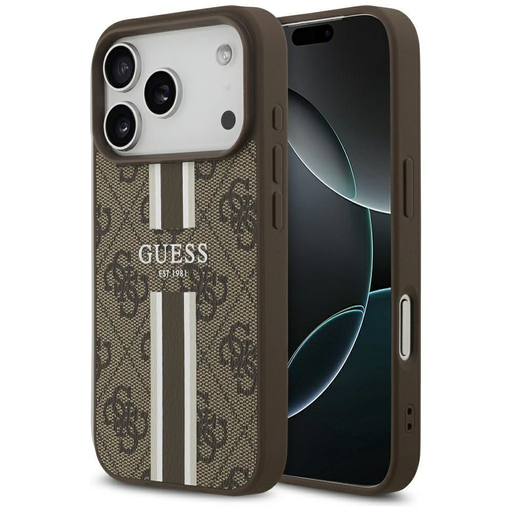 Apple iPhone 17 Pro Barna Guess 4G Printed Stripes MagSafe tok Apple iPhone 17 Pro Barna Guess 4G Printed Stripes MagSafe tok