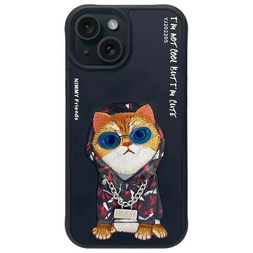 Nimmy Glasses Cool Cat case for iPhone 15 - black Nimmy Glasses Cool Cat case for iPhone 15 - black