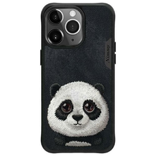 Nimmy Big Eyed Pet 2.0 Panda tok iPhone 15 Pro-hoz - fekete