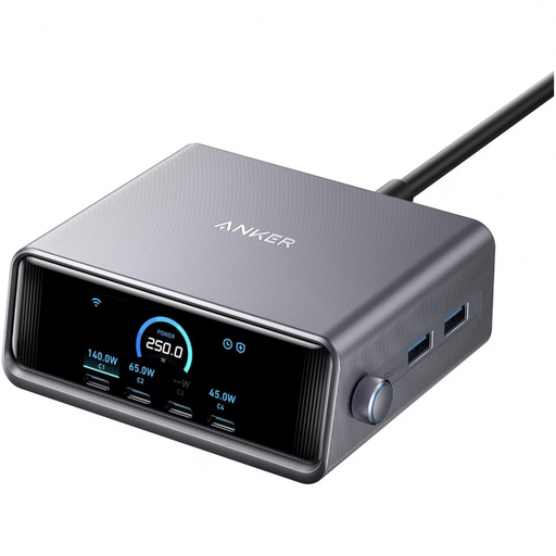 Asztali töltő Anker Prime, 250W, 5A, 2 x USB-A - 4 x USB-C, Fekete A2345341