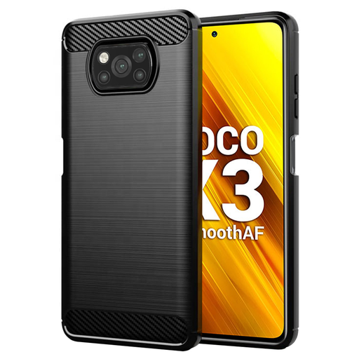 Xiaomi Poco X3 / Poco X3 NFC / Poco X3 Pro Fekete TechSuit Carbon Silicone tok Xiaomi Poco X3 / Poco X3 NFC / Poco X3 Pro Fekete TechSuit Carbon Silicone tok