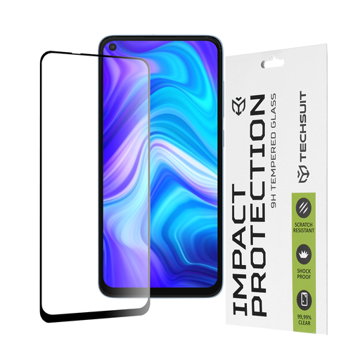 Xiaomi Redmi Note 9 / Redmi 10X 4G Fekete Techsuit 111D Full Cover / Full Glue üveg