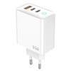 JELLICO hálózati töltő EU20 GaN PD 65W 2xUSB-C + 1xUSB QC3.0 + kábel USB-C - USB-C Fehér - 2. kép