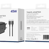 JELLICO fali töltő EU45 GaN PD 45W 1xUSB-C + kábel USB-C - USB-C Fekete, - 0. kép