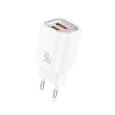 FONENG nástenná nabíjačka EU71 PD 30W 1xUSB-C + 1xUSB QC3.0 Biela