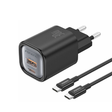 FONENG EU71 nástenná nabíjačka PD 30W 1xUSB-C + 1xUSB QC3.0 + USB-C - USB-C kábel Čierna