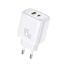 FONENG EU67 nástenná nabíjačka PD 45W 1xUSB-C + 1xUSB QC3.0 Biela