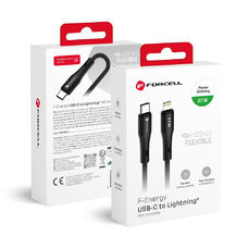 FORCELL F-ENERGY C346 kábel Type C - Lightning PD 3A 27W Szilikon 1 m fekete