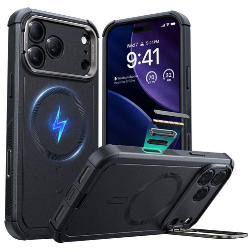 iPhone 17 Pro ESR Cyber Kickstand Magsafe fekete tok iPhone 17 Pro ESR Cyber Kickstand Magsafe fekete tok