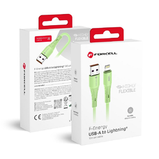 Zöld FORCELL F-ENERGY C343 kábel USB A-ról Lightning-re 2,4A 12W Szilikon 1 m