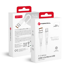 FORCELL F-ENERGY C341 kábel USB A - Micro USB QC3.0 2,4A 18W Szilikon 1 m fehér