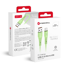 FORCELL F-ENERGY C341 kábel USB A - Micro USB QC3.0 2,4A 18W Szilikon 1 m zöld