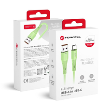 FORCELL F-ENERGY C342 kábel USB-A-ról Type-C-re QC4.0 3A 66W Szilikon 1 m zöld