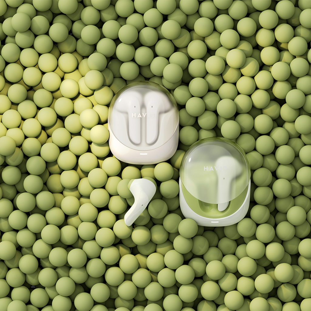 Havit Vezeték nélküli fülhallgató Modern Buds (TW947) - Játékra, Mikrofonnal, Bluetooth 5.3, TWS, ENC, USB-C, 400mAh - Bézs - 8