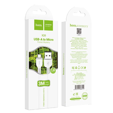 HOCO kábel X20 Micro USB 3.1A 3M Fehér