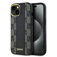 iPhone 15 Plus DKNY fekete bőrmintás kemény tok
