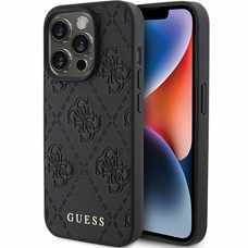 iPhone 15 Pro Max tok Guess GUHCP15XP4EPMK fekete bőrtok 4G Stamped