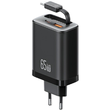 USAMS Xiang Series CC299 65W 1xUSB-C 1xUSB-A töltő + USB-C kábel fekete