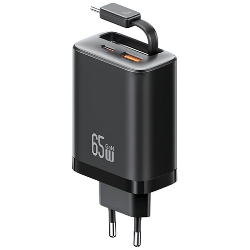 USAMS Xiang Series CC299 65W 1xUSB-C 1xUSB-A töltő + USB-C kábel fekete